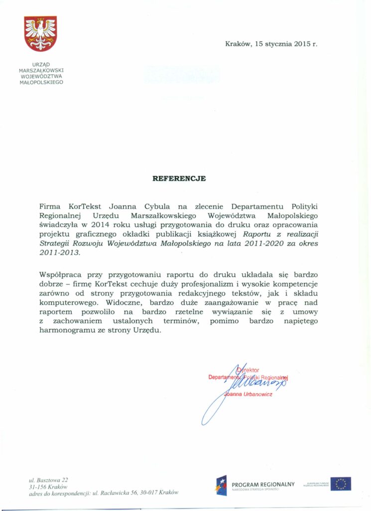 kontekst - biuro korekty i usług DTP referencje urząd marszałkowski